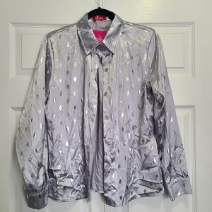 Silver Button-Up Women's Top